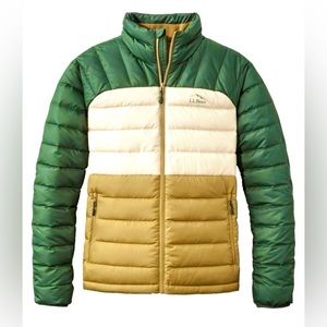 Men's L.L. Bean's Down Hooded Jacket, Colorblock SMALL